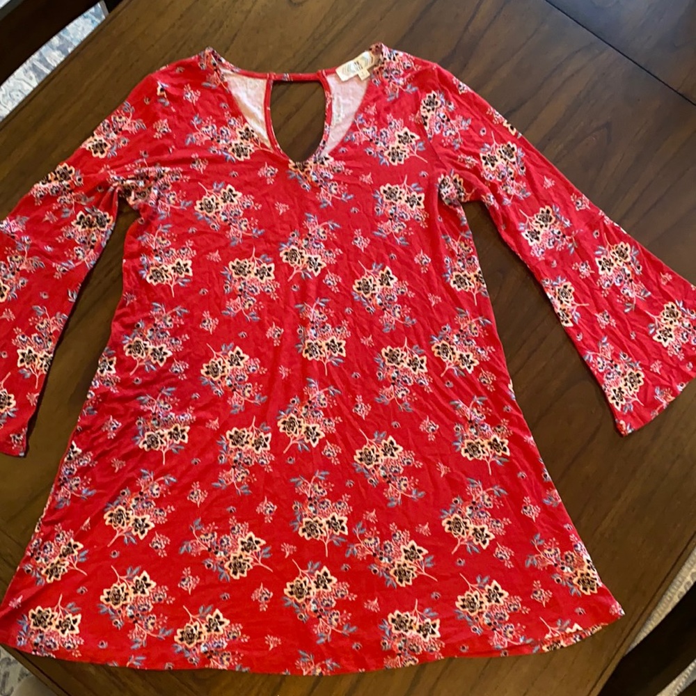 Size L, Pink Rose, Flare Sleeve, Mini T-Shirt Dress, Barely Worn